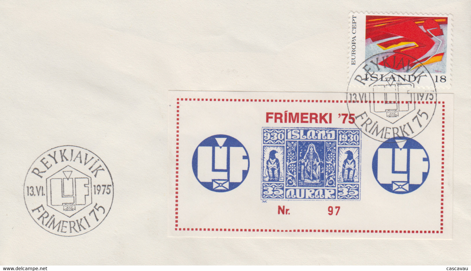 Enveloppe   ISLANDE    FRIMERKI    1975 - FDC