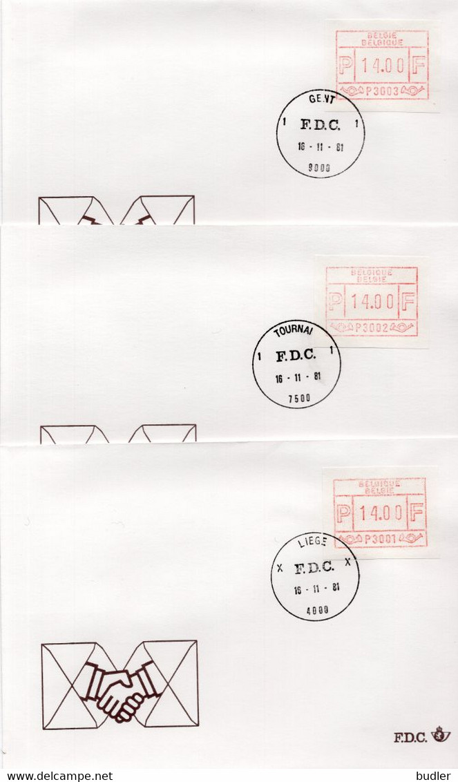 BELGIË / BELGIQUE :1981: Frankeervignetten/Timbres De Distributeur : FV 1-6  14.00 Fr. Op/sur 6 FDC. - 1980-99