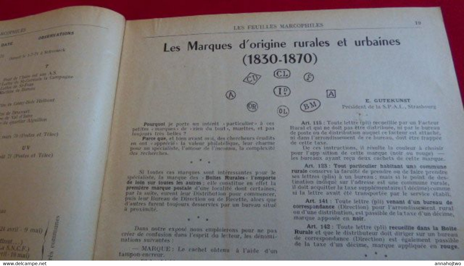 FEUILLES MARCOPHILES 190 :Croisière Espagne,Marques origine rurale & urbaine,poste militaire,taxe allemande 1871,tarifs