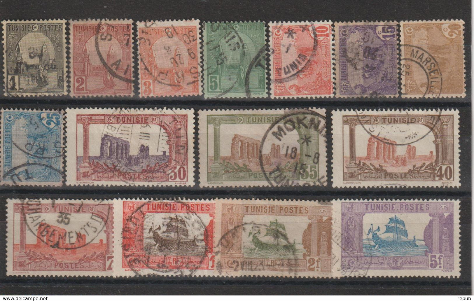 Tunisie 1906-20 Série Courante 29-41, 15 Val Oblit. Used - Used Stamps
