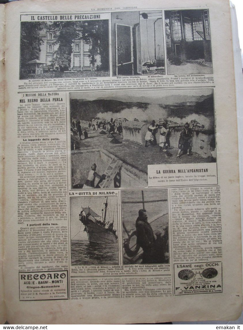 # DOMENICA DEL CORRIERE N 26 / 1919 - GUERRA IN AFGANISTAN / CACCIA ALLE MINE NEL MEDITERRANEO - First Editions