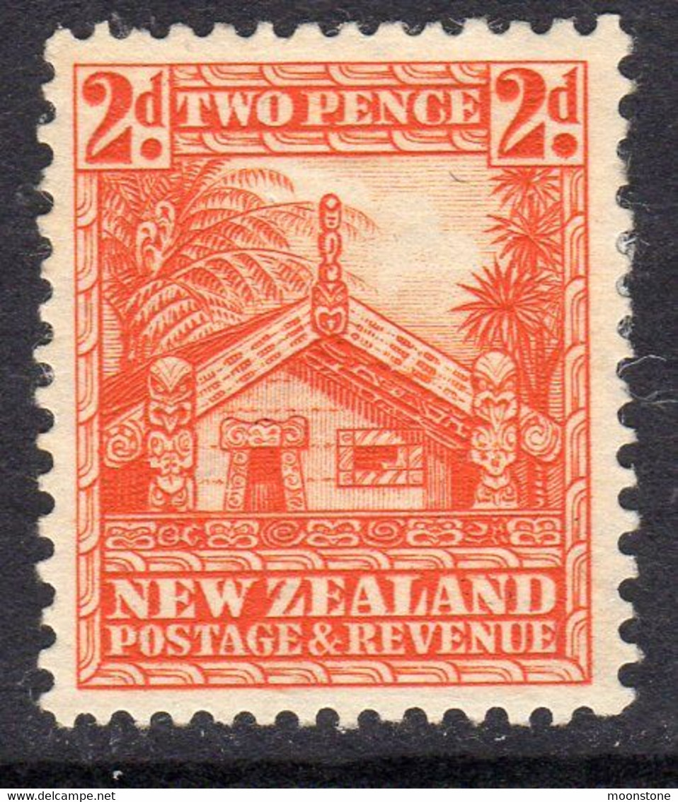 New Zealand GV 1936-42 2d Maori House Definitive, Wmk. Multiple NZ & Star, Perf. 14x15, Hinged Mint, SG 580d (A) - Unused Stamps