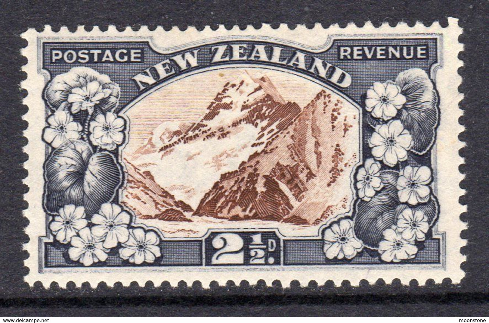 New Zealand GV 1936-42 2½d Mount Cook Definitive, Wmk. Multiple NZ & Star, Perf. 14x13½, Hinged Mint, SG 581 (A) - Ungebraucht