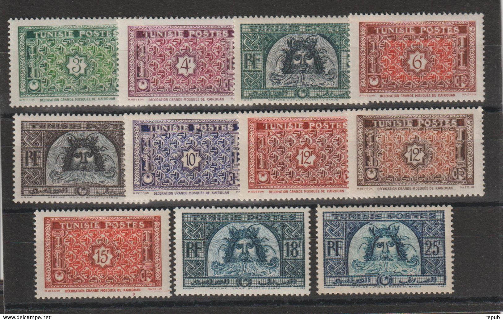 Tunisie 1947-49 Série 314-319A, 11 Val ** MNH - Neufs