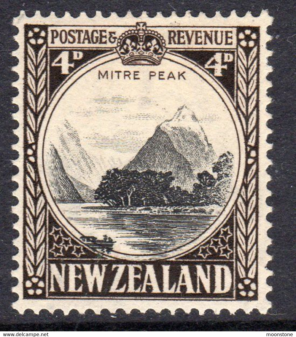 New Zealand GV 1936-42 4d Mitre Peak Definitive, Wmk. Multiple NZ & Star, P. 14x13½, Lightly Hinged Mint, SG 583 (A) - Ongebruikt