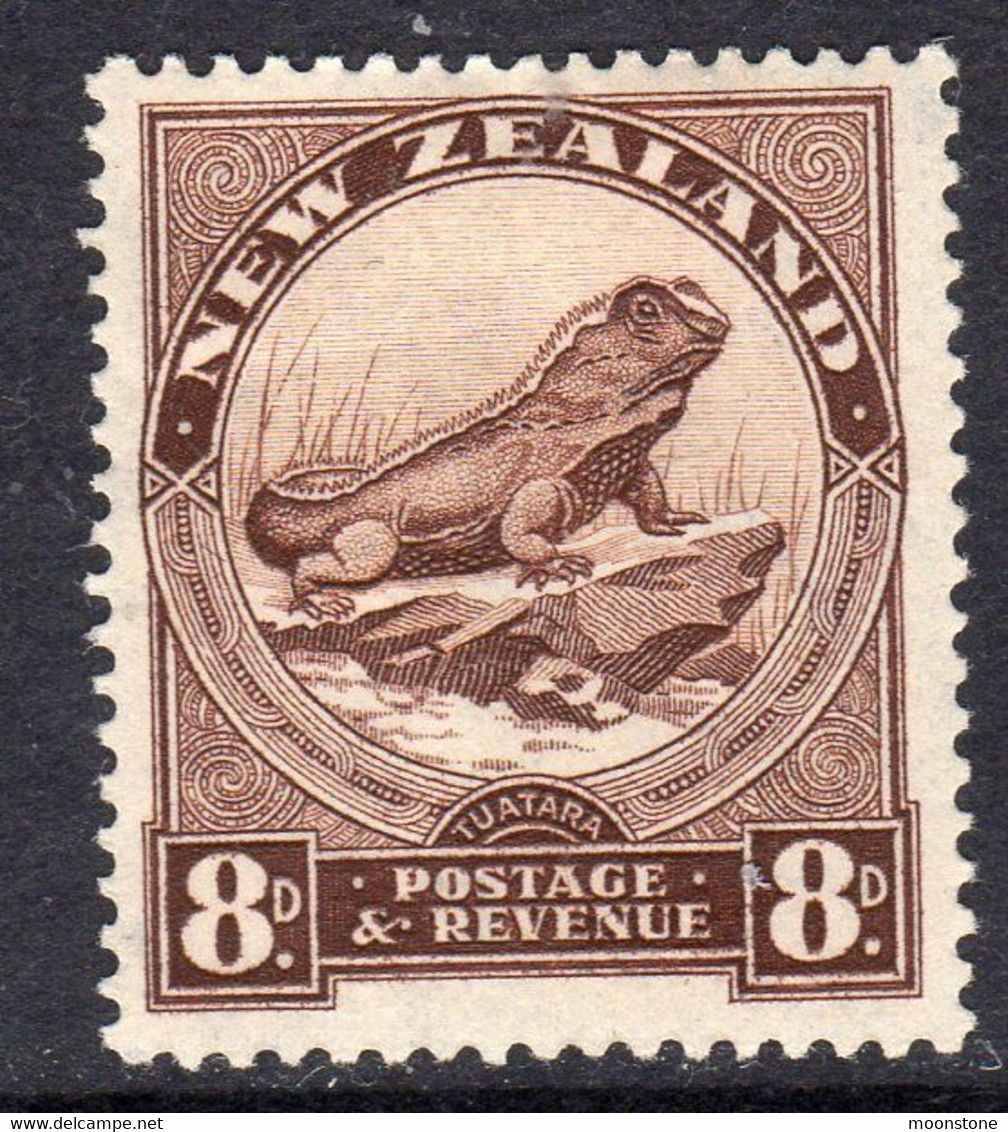 New Zealand GV 1936-42 8d Tuatara Lizard Definitive, Wmk. Multiple NZ & Star, P. 14x14½, Hinged Mint, SG 586d (A) - Nuevos