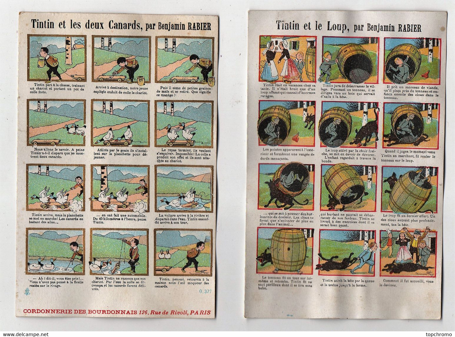 CPA Chromo Benjamin Rabier Tintin Et Le Loup Tintin Et Les Deux Canards (2 Cartes) - Rabier, B.