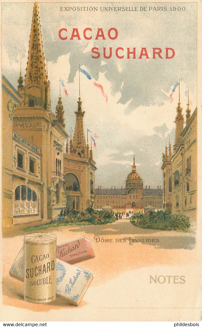 CARTE Publicitaire CACAO SUCHARD  Dome Des Invalides  (exposition Universelle 1900 ) - Publicité