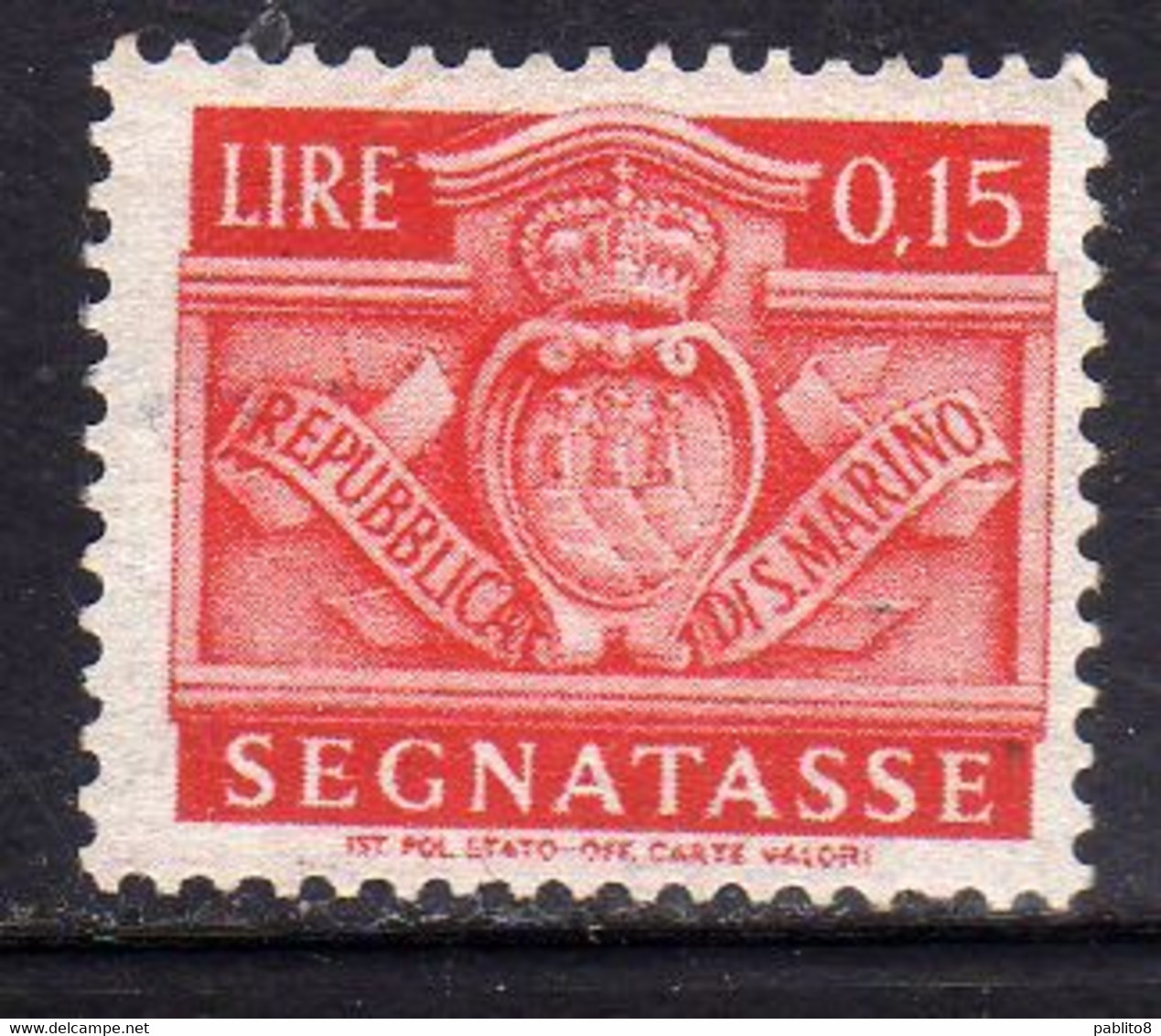 REPUBBLICA DI SAN MARINO 1945 SEGNATASSE DUE TASSE TAXE CENT. 15c  (0,15) MNH - Timbres-taxe