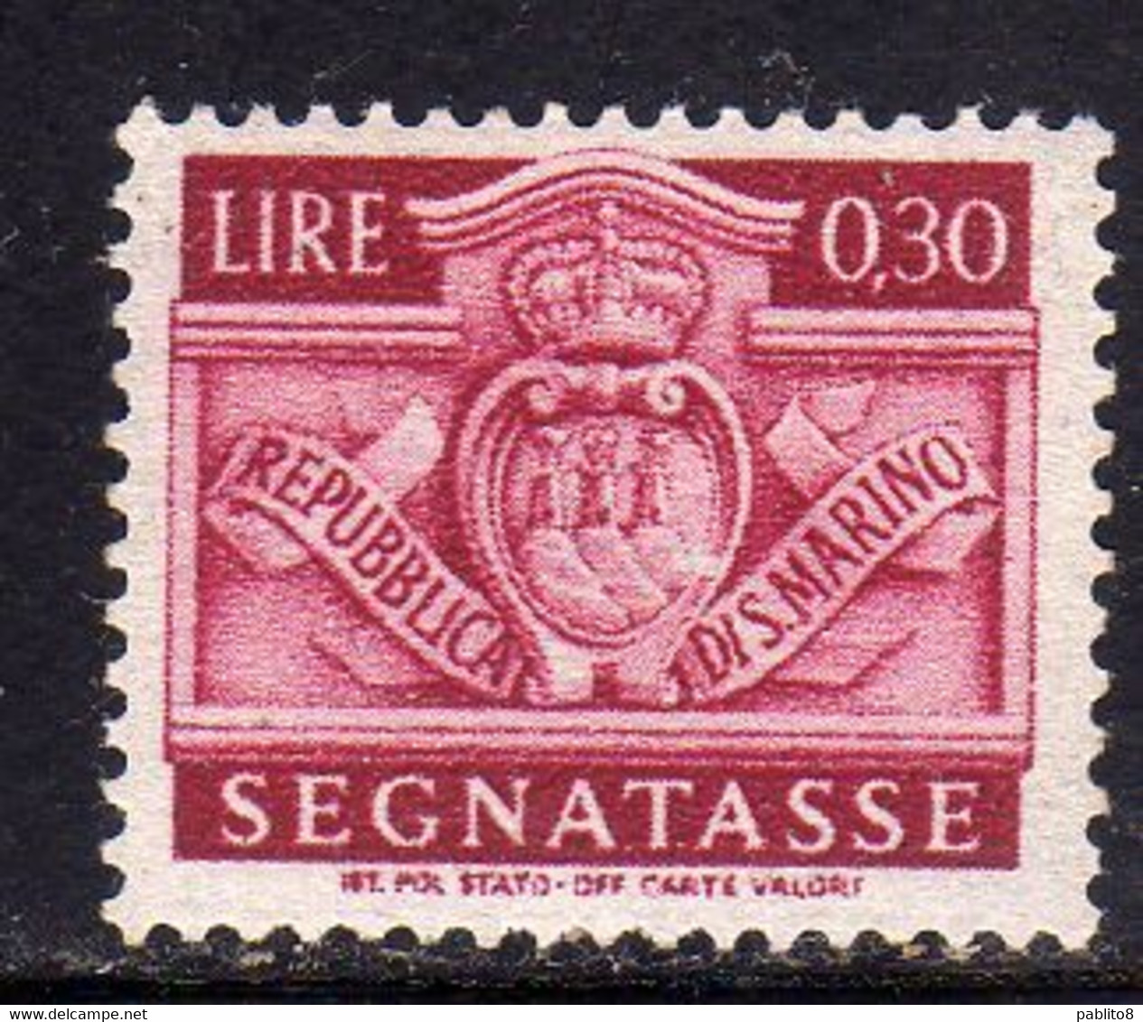 REPUBBLICA DI SAN MARINO 1945 SEGNATASSE DUE TASSE TAXE CENT. 30c  (0,30) MNH - Timbres-taxe