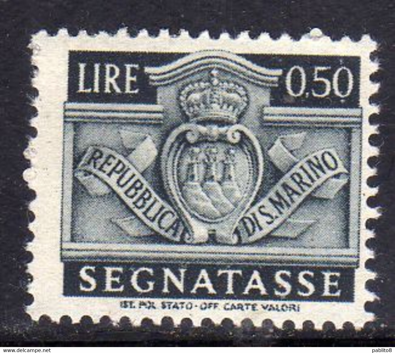 REPUBBLICA DI SAN MARINO 1945 SEGNATASSE DUE TASSE TAXE CENT. 50c  (0,50) MNH - Timbres-taxe