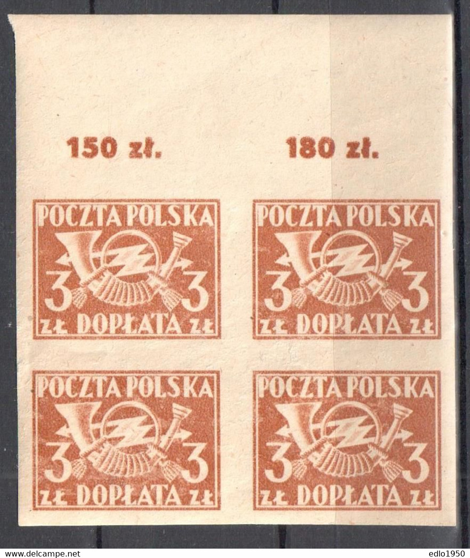 Poland 1946 - Postage Due - Mi.4x106B - MNH(**) - Strafport