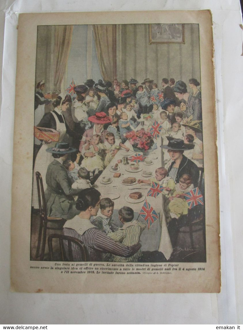 # DOMENICA DEL CORRIERE N 30 / 1919 - PARIGI SFILATA ESERCITO ITALIANO / FESTA DEI GEMELLI A POPLAR - First Editions