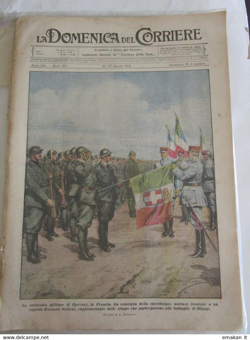 # DOMENICA DEL CORRIERE N 32 / 1919 - TRUPPE ITALIANE EPERNAY / BAMBINI DELLA PRIMAVERA ITALICA - Premières éditions