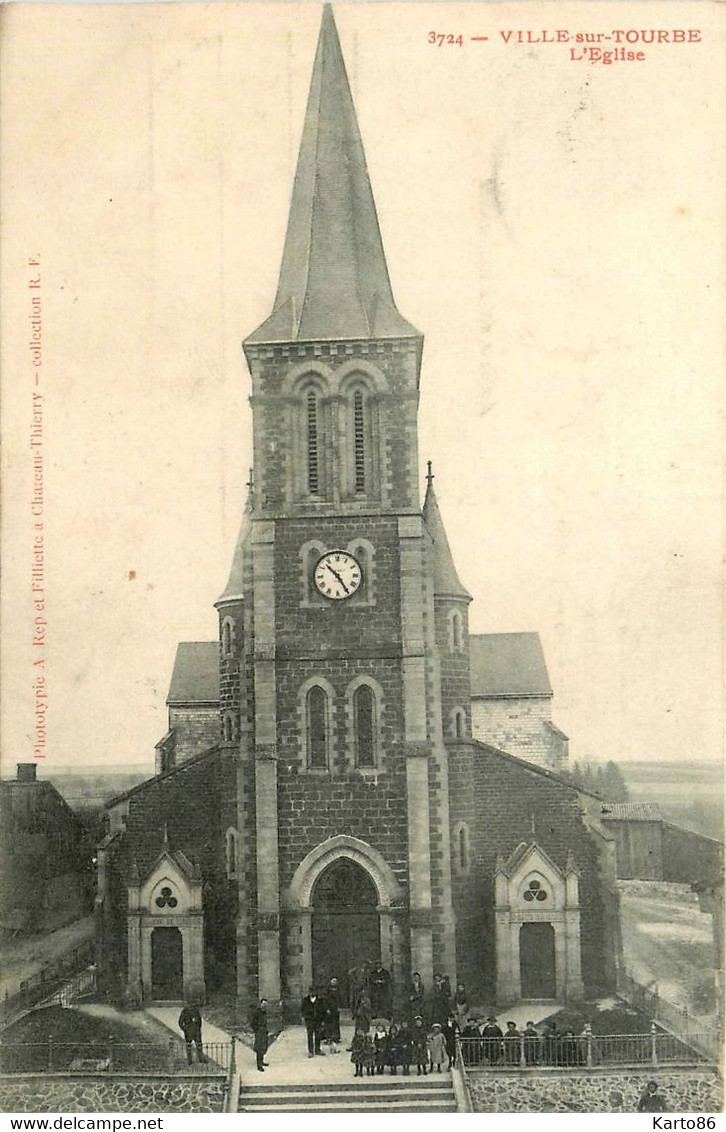 Ville Sur Tourbe * La Place De L'église Du Village * Villageois - Ville-sur-Tourbe