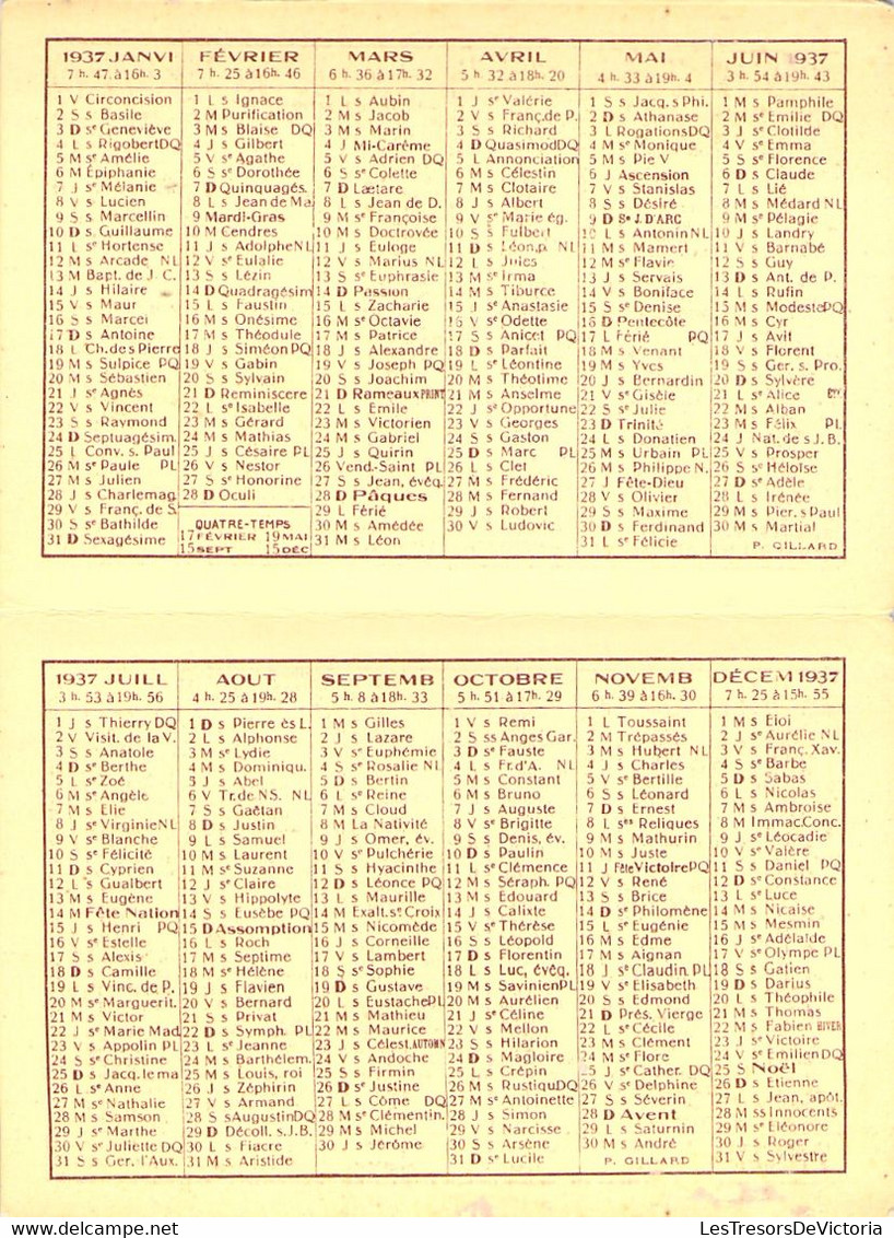 Petit Calendrier Livret Année 1937 - 9x6cm Plié - Les Soeurs Catéchistes Missionnaires De Marie Immaculée - Kleinformat : 1921-40