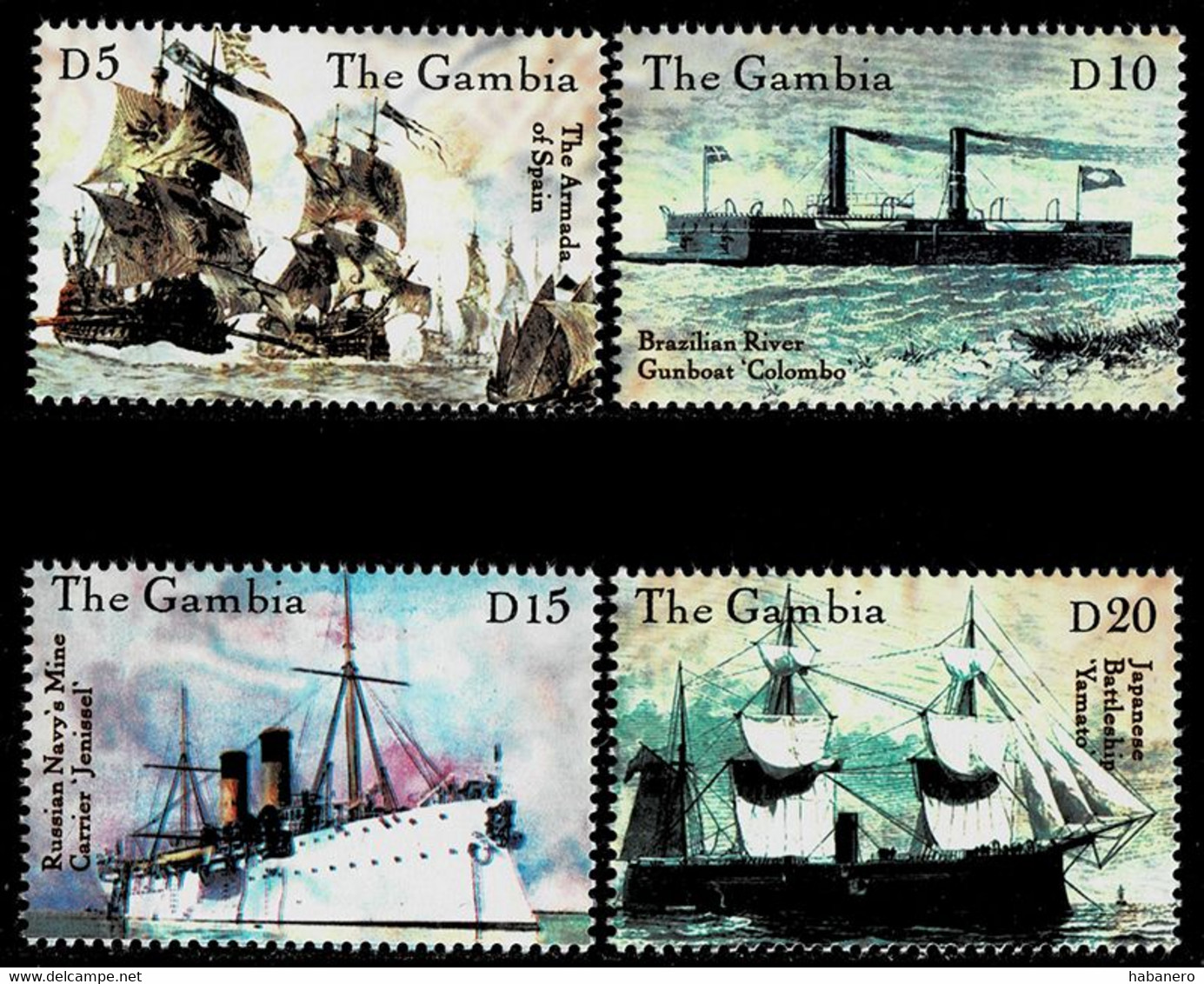 GAMBIA 2000 Mi 3890-3893 HISTORIC SHIPS MINT STAMPS ** - Gambie (1965-...)