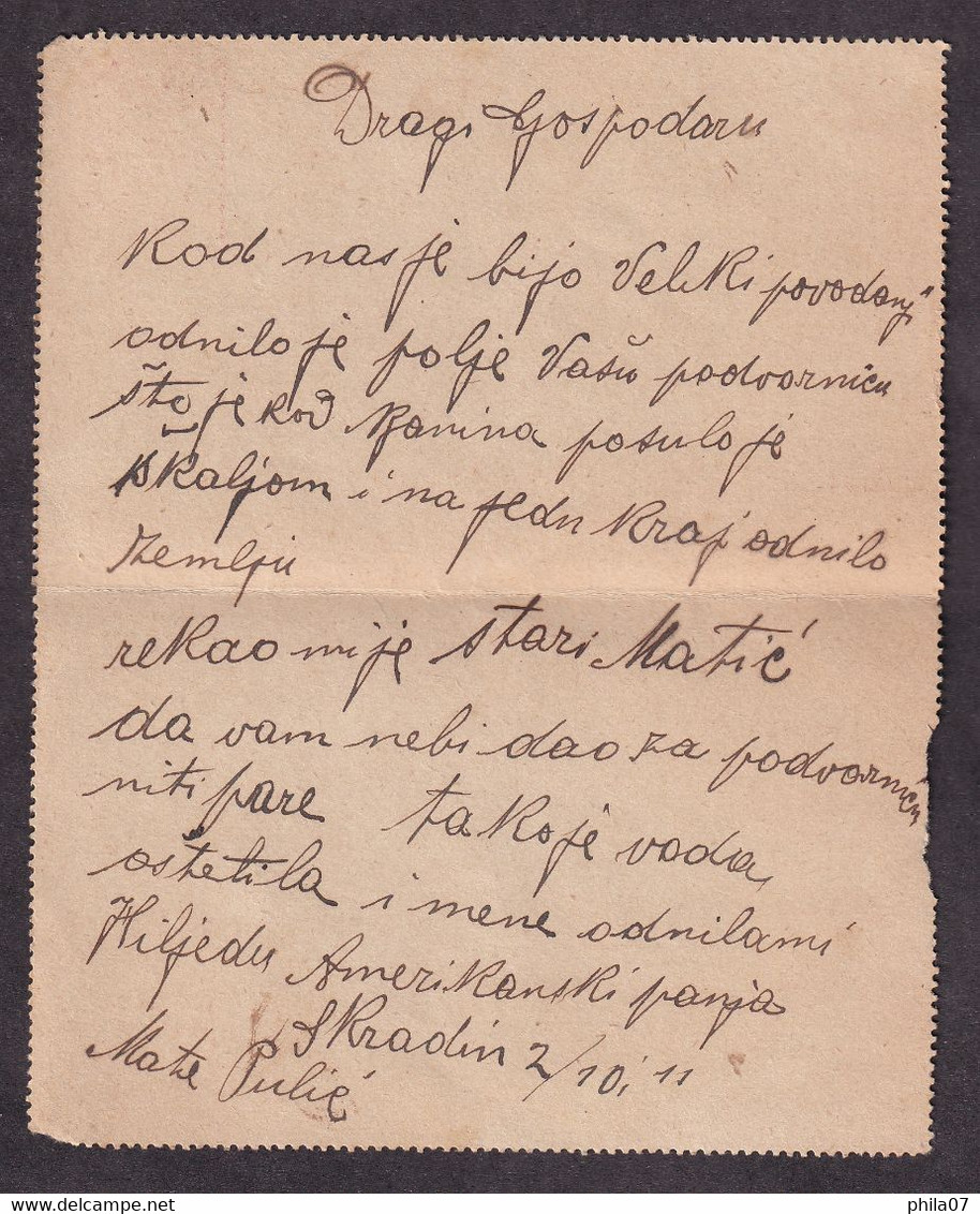 Austria/Croatia - Closed Stationery Sent From Skradin To Trogir Cancelled By M.T.P.O. OE LLOYD BRIONI Postmark 03.10.191 - Briefe U. Dokumente