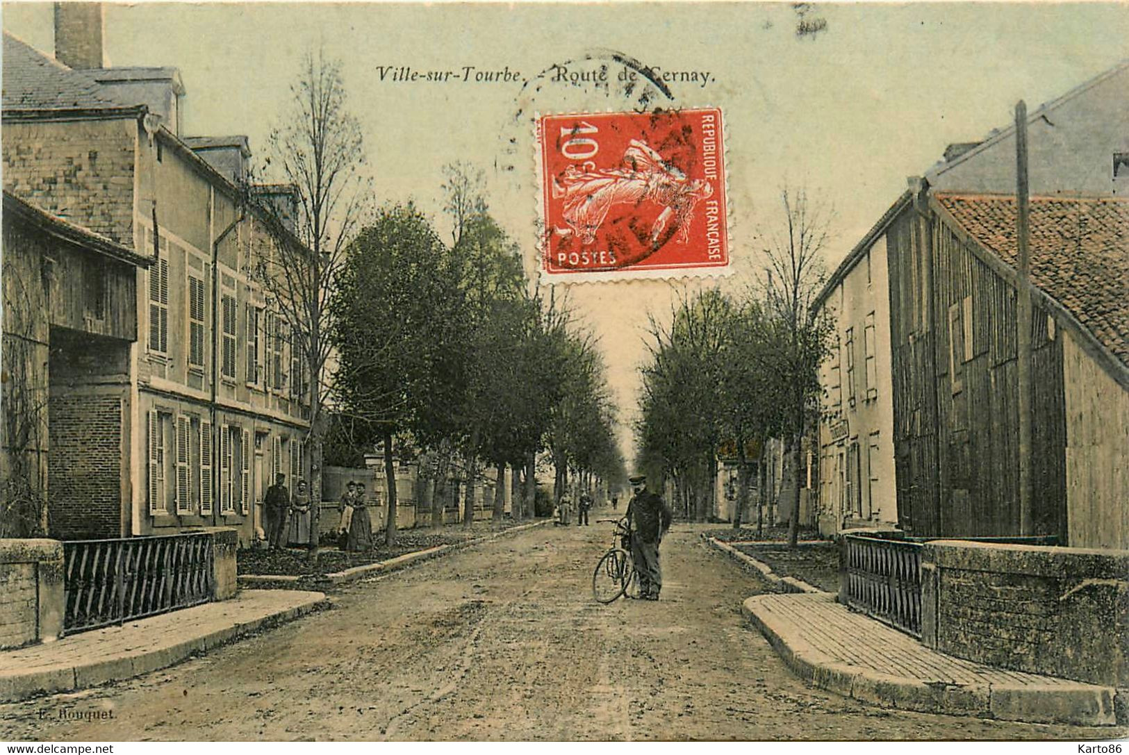 Ville Sur Tourbe * La Route De Cernay * Pont * Villageois - Ville-sur-Tourbe