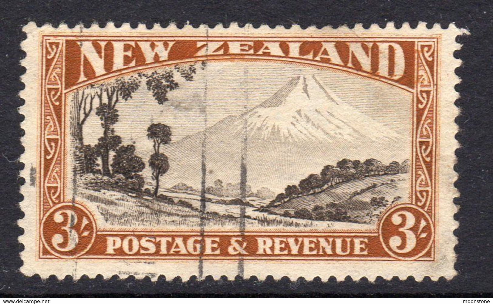 New Zealand GV 1936-42 3/- Mount Egmont Definitive, Wmk. Multiple NZ & Star, P. 14x13½, Used, SG 590c (A) - Usati