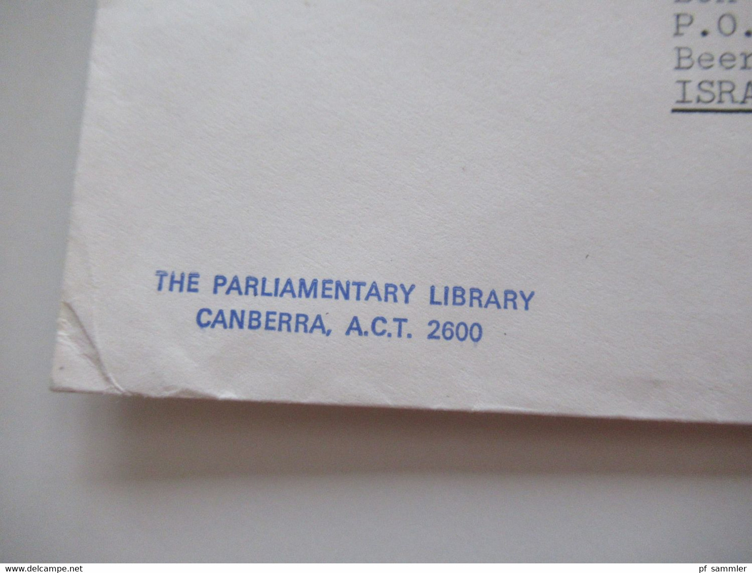 1976 Air Mail Nach Israel Freistempel Canberra Parliament House IW 9 Postage Paid Umschlag The Parliament Library - Brieven En Documenten