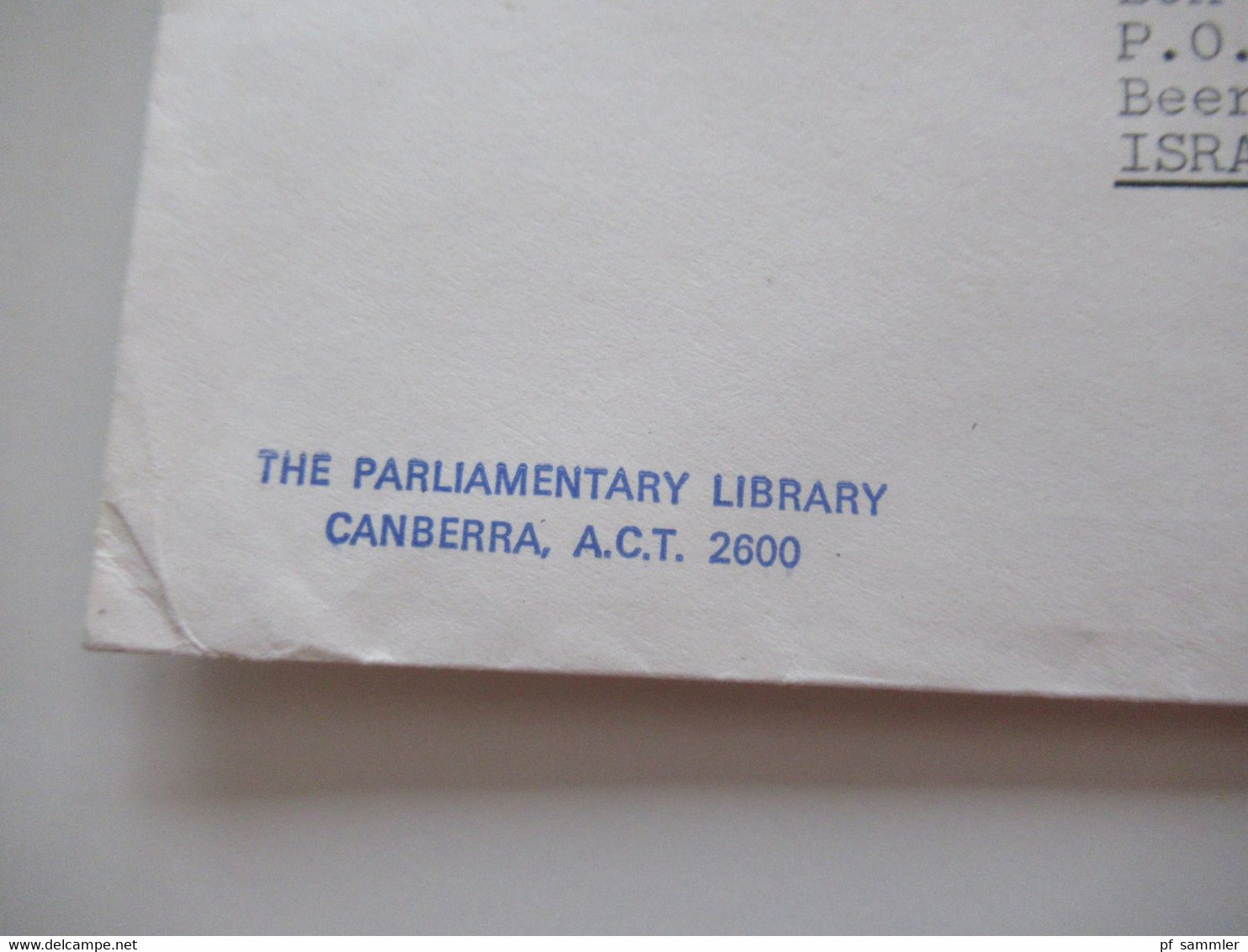 1976 Air Mail Nach Israel Freistempel Canberra Parliament House IW 9 Postage Paid Umschlag The Parliament Library - Storia Postale