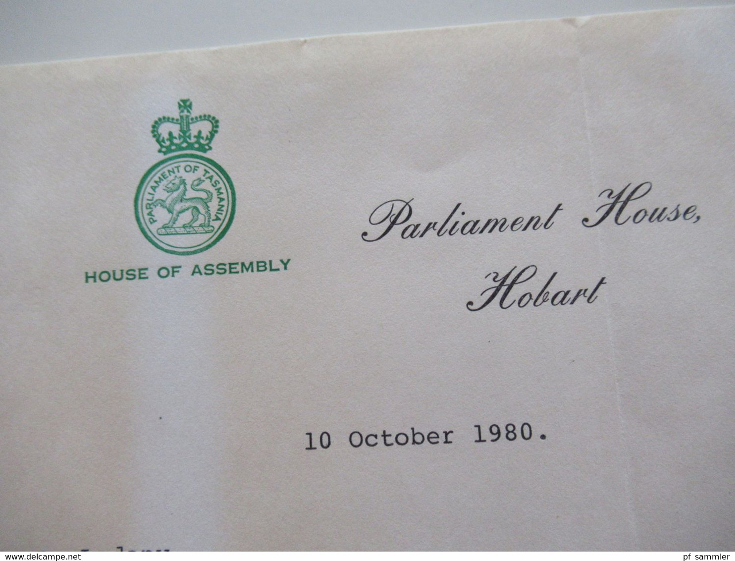 1980 Air Mail nach Atlanta Umschlag OHMS Printed Matter House of Assembly Papers Tasmania Inhalt Parliament House Hobart