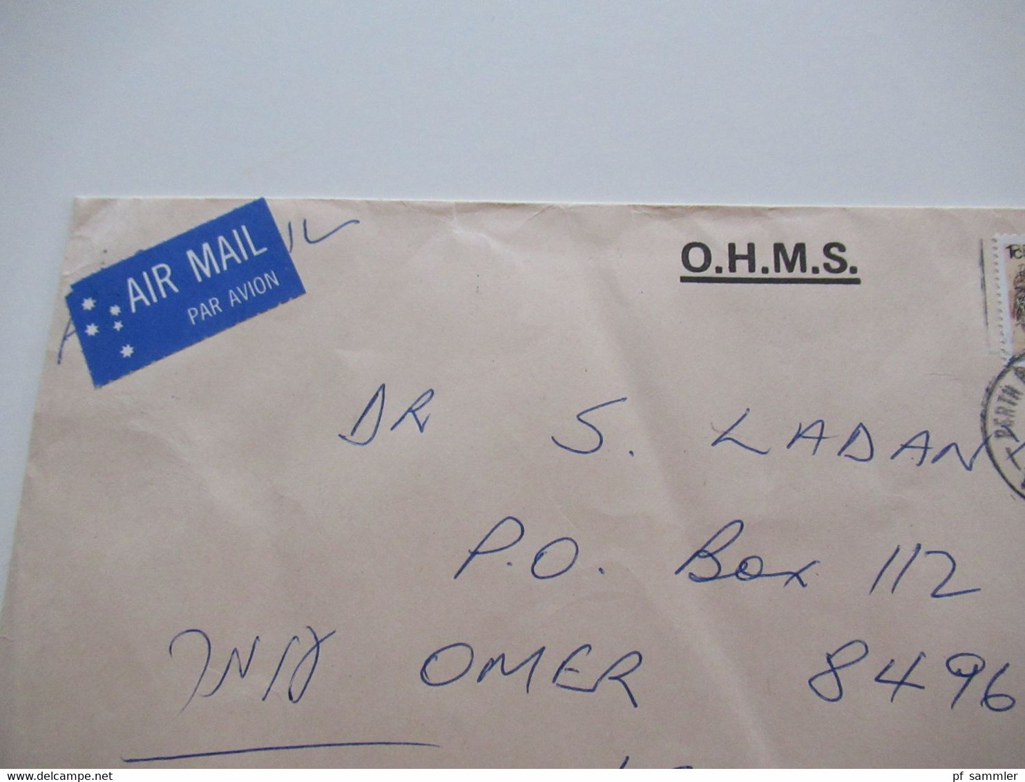 1982 Air Mail Nach Israel Umschlag OHMS Und Stempel Legislative Council Parliament House Perth W.A. - Brieven En Documenten