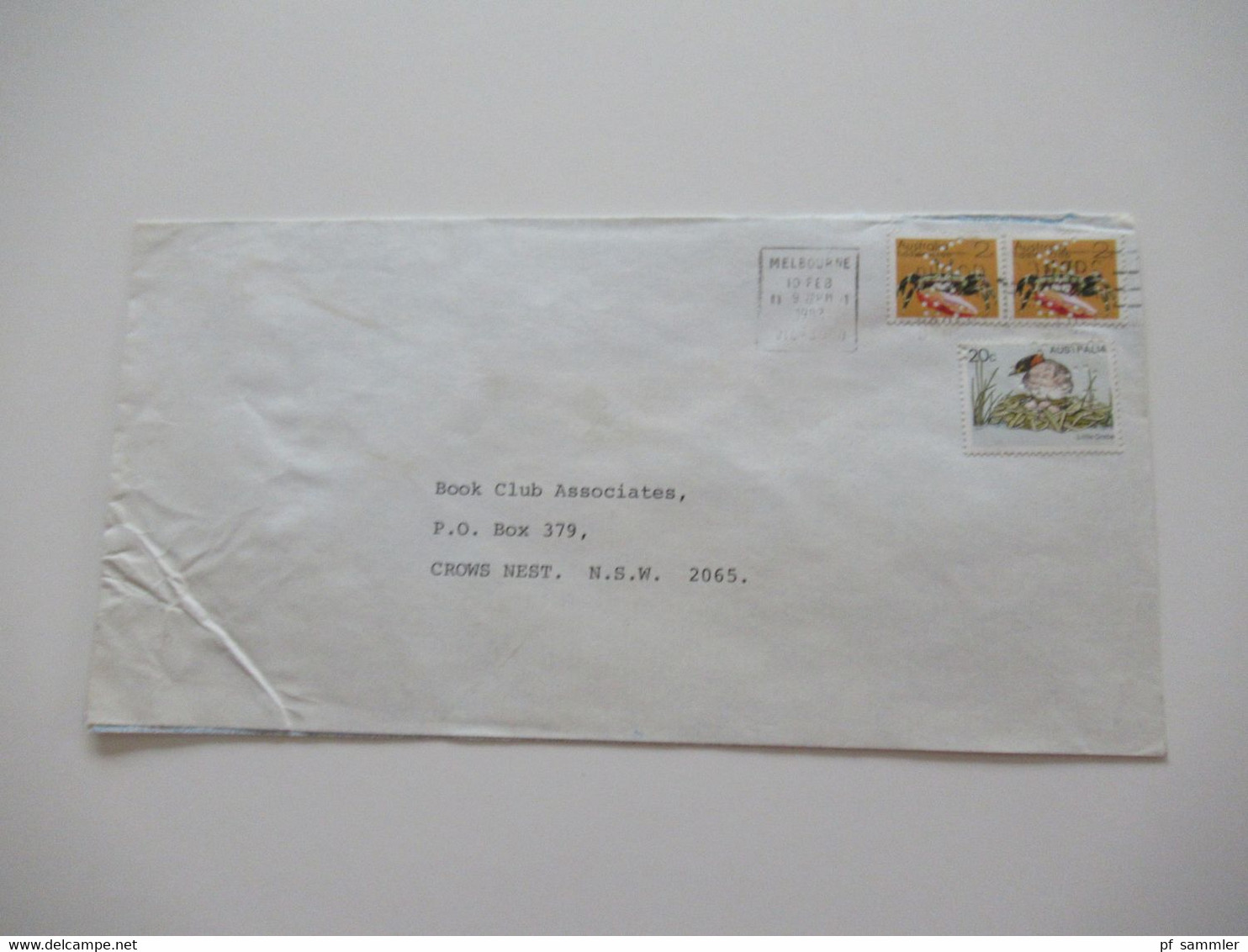 1982 Umschlag Parliament Of Victoria Marken Mit Lochung / Perfin VG An Book Club Associates Crows Nest NSW - Briefe U. Dokumente