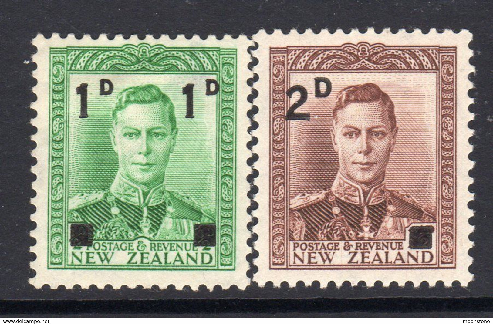 New Zealand GVI 1941 Definitive Surcharges Set Of 2, Hinged Mint, SG 628/9 (A) - Unused Stamps