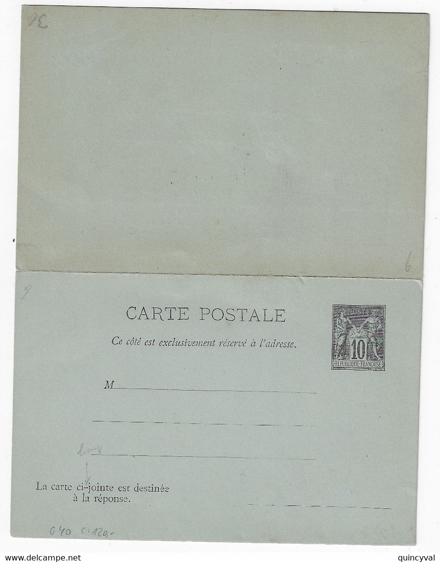 Carte Postale Réponse Payée 10c Sage Yv 89-CPRP2 "Exclusivement Réservée" Storch J2 - Cartoline Postali E Su Commissione Privata TSC (ante 1995)