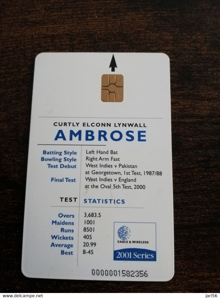 ANTIGUA  $40,- CHIPCARD  CURTLEY AMBROSE  LIMITED EDITION QRICKET    Fine Used Card  ** 8820 ** - Antigua En Barbuda