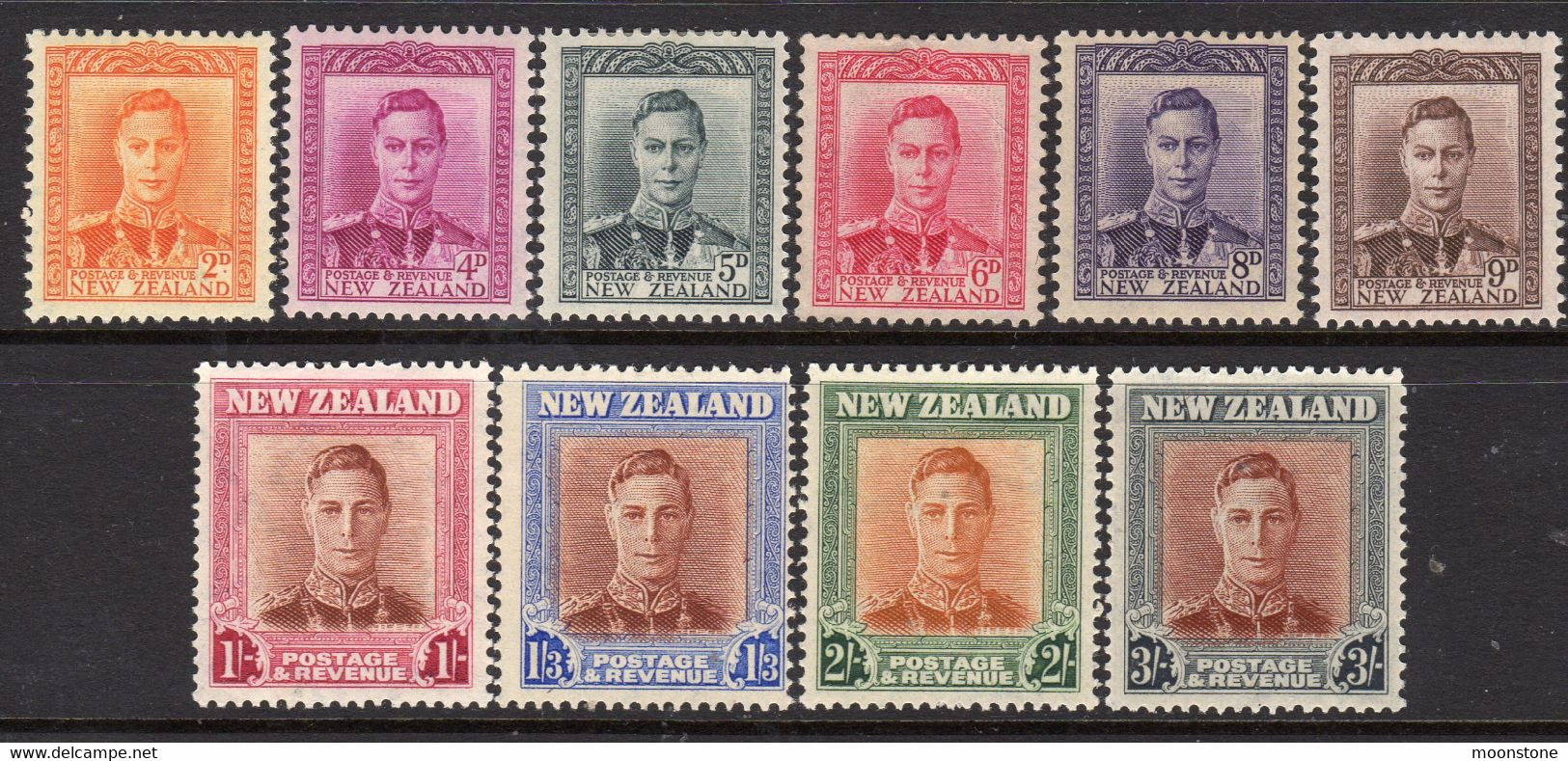 New Zealand GVI 1947-52 Definitives Set Of 10, Lightly Hinged Mint, SG 680/9 (A) - Ongebruikt