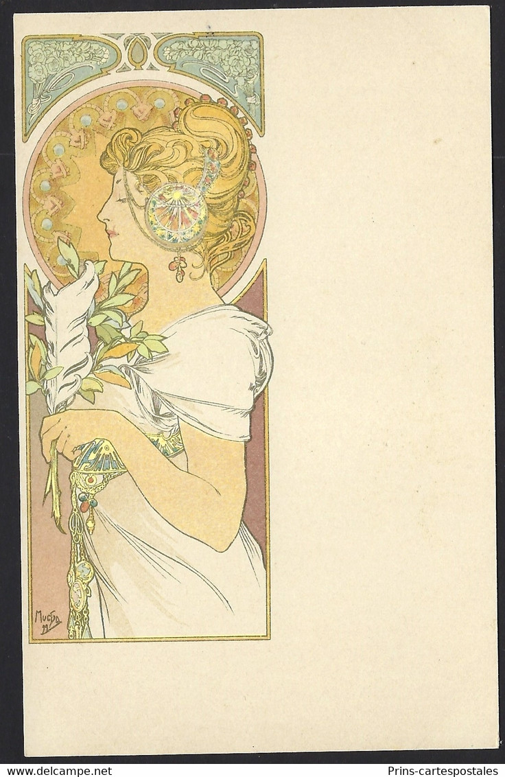 CPA Mucha Fille à La Plume - Mucha, Alphonse