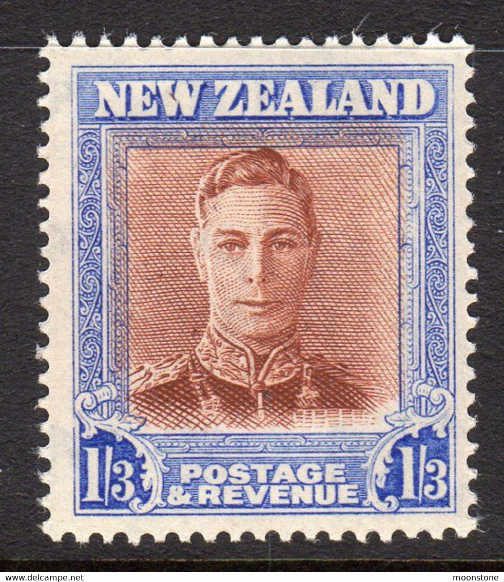 New Zealand GVI 1947-52 Definitives 1/3d Wmk Upright, Plate II, Hinged Mint, SG 687b (A) - Unused Stamps