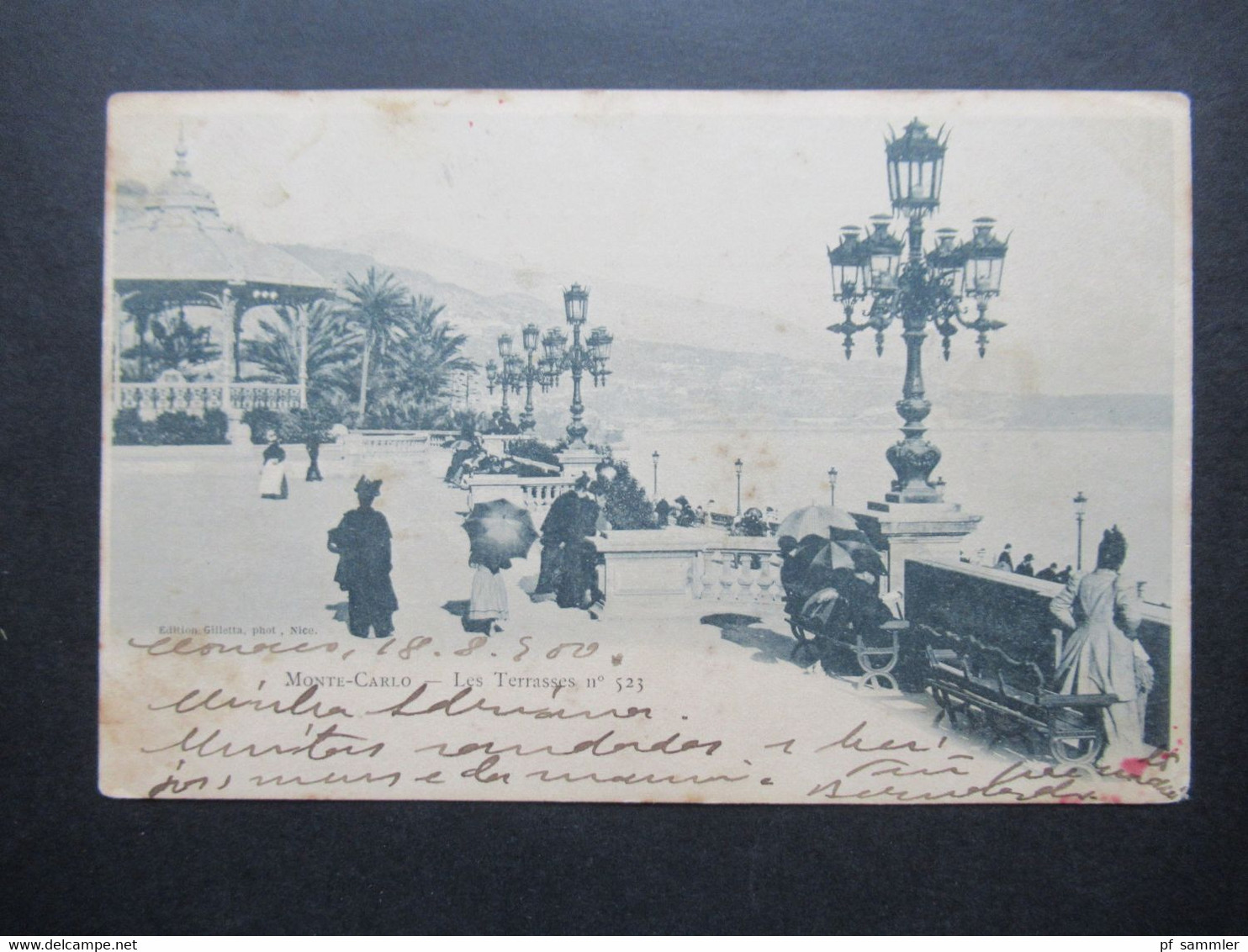 AK 1900 Monte Carlo Les Terrasses Nach Porto Gesendet Mit Ank. Stempel / Marke Leider Abgelöst! - Monte-Carlo