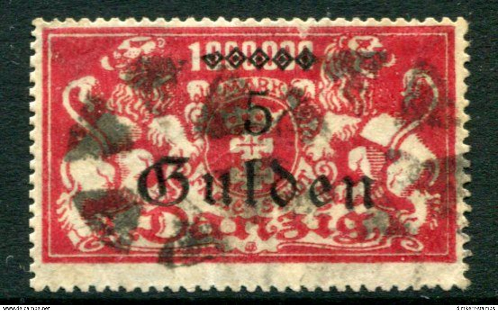 DANZIG 1923 Arms Definitive 5 G. On 1 Mio. Mk. Postally Used With Parcel Cancel.  Michel 192 - Gebraucht