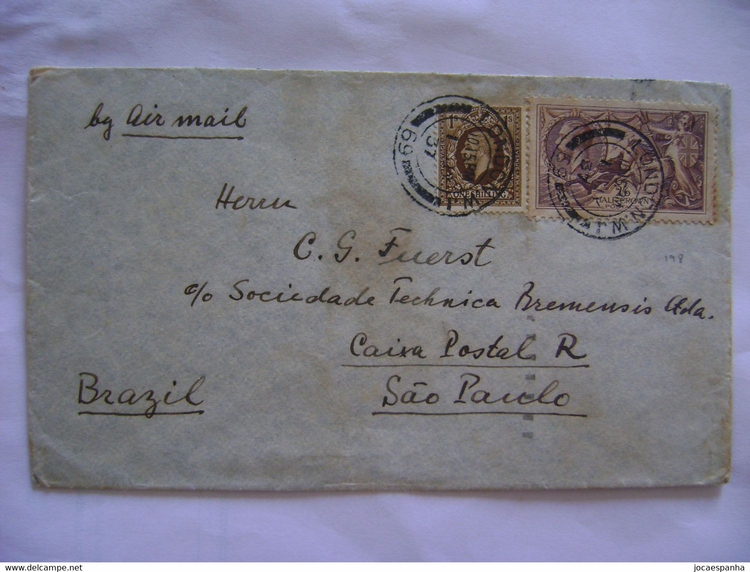 ENGLAND - LETTER SENT FROM LONDON TO SAO PAULO (BRAZIL) IN 1937 IN THE STATE - Storia Postale