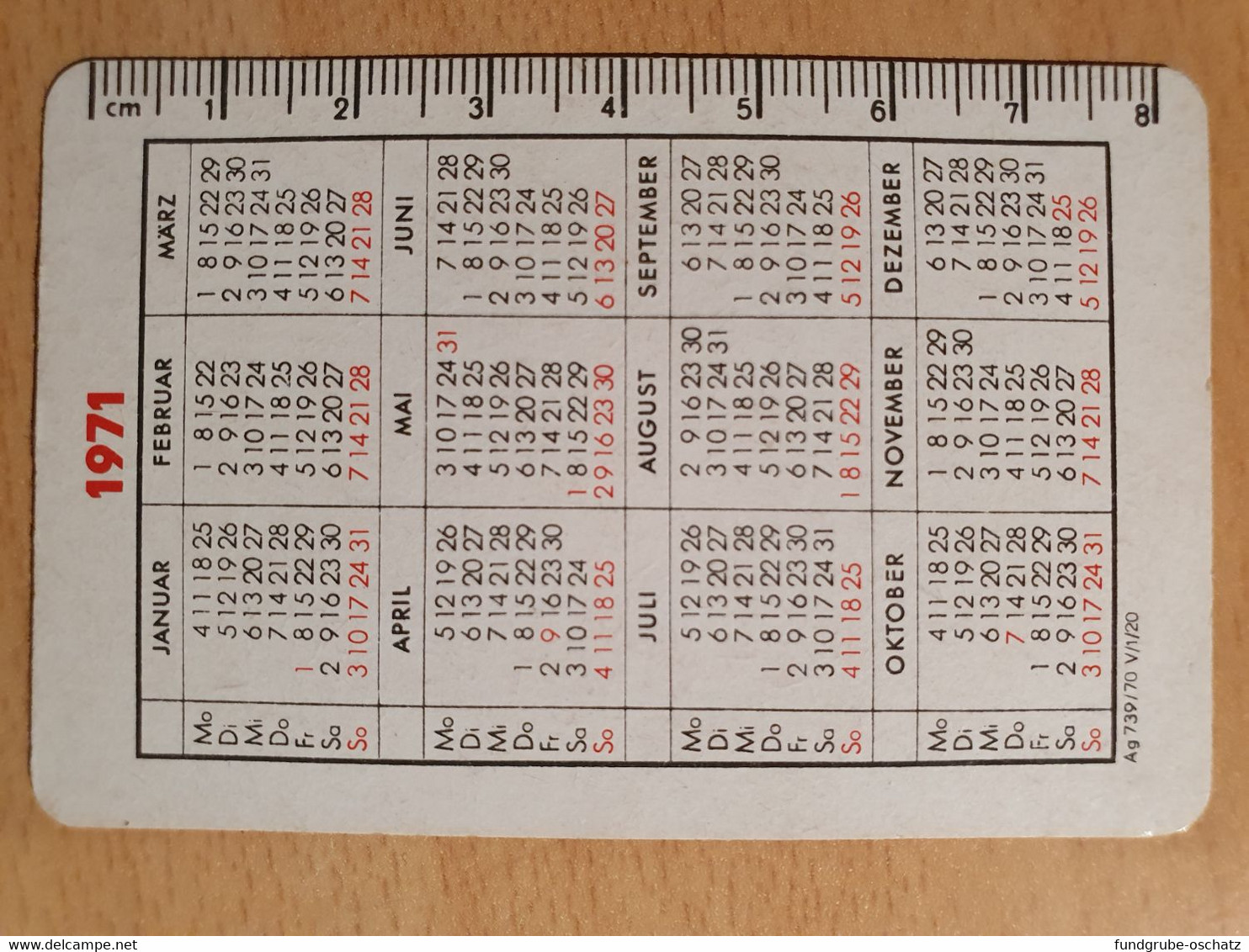 Pocket Calendar Taschenkalender DDR East Germany Konsum 1971 Berlin - Small : 1961-70