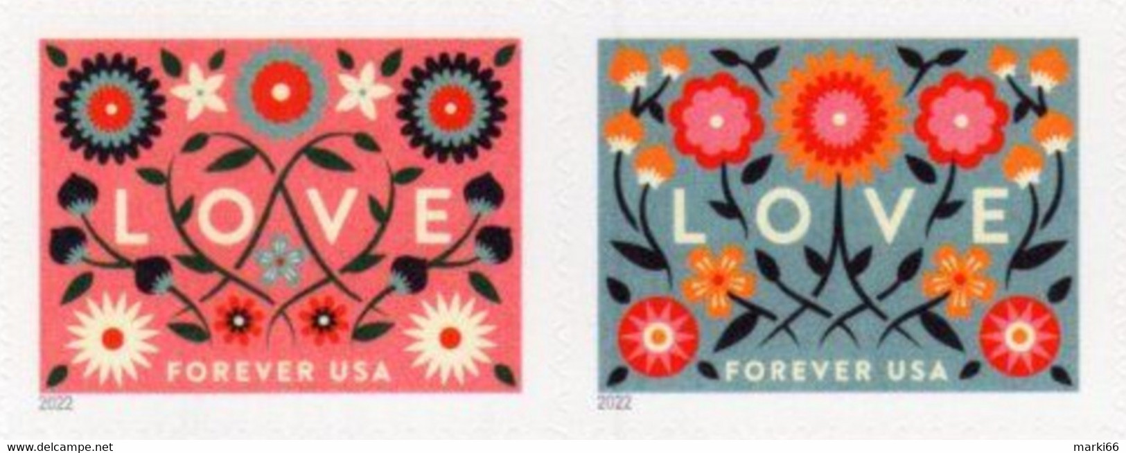 USA - 2022 - Love - St. Valentine - Mint Self-adhesive Stamp Set - Nuovi