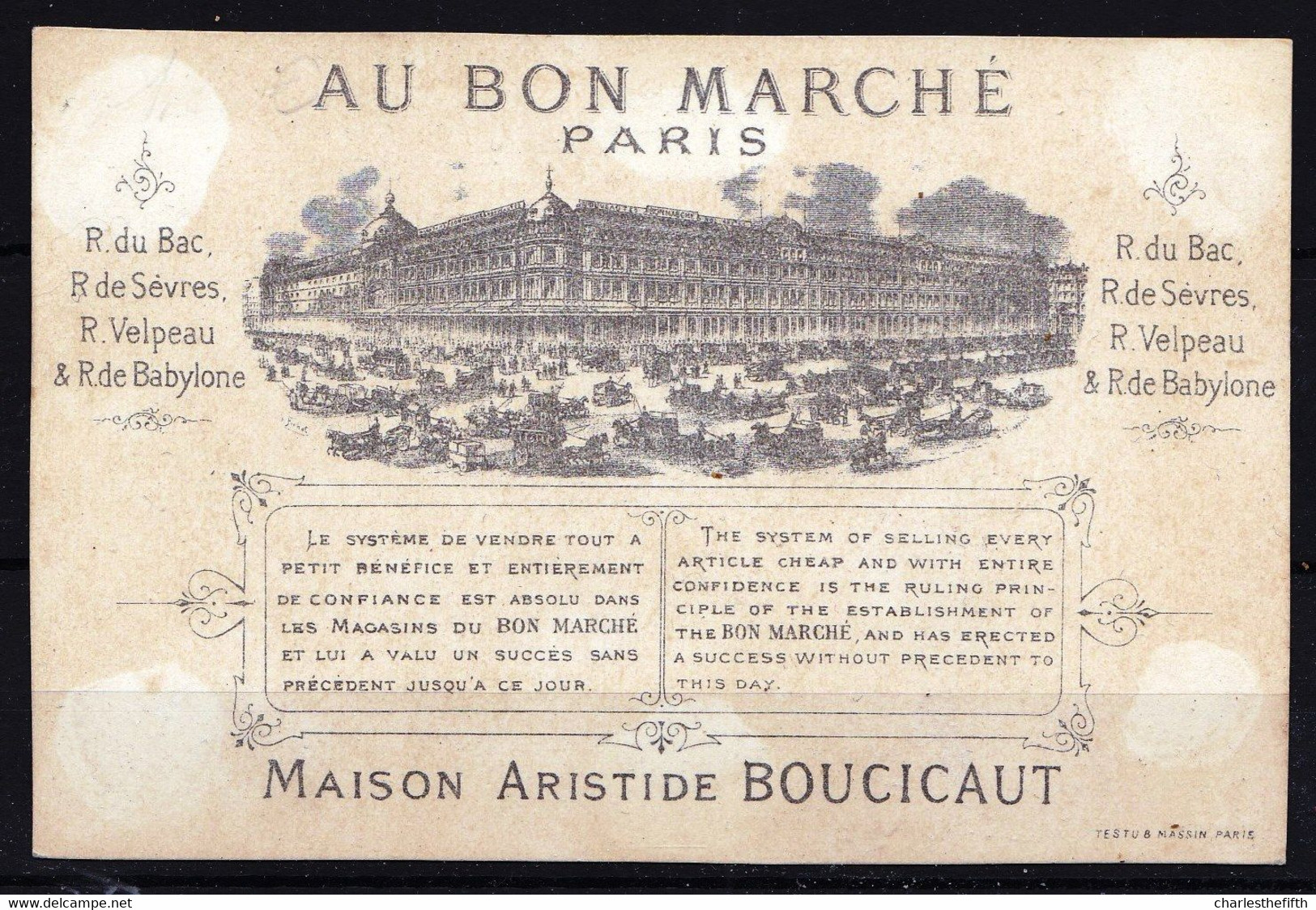 CHROMO LITHO Dorée  ! AU BON MARCHE * GARCON AVEC SINGE OFFRE UN BAISER AUX DAMES * - Au Bon Marché