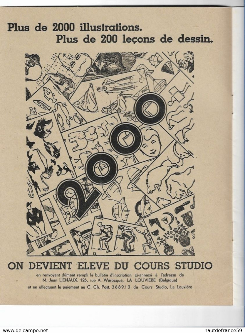 Nlle Méthode D Enseignement Dessin COURS STUDIO  1948 Dr Liénaux La Louvière Belgique Programme Org .....croquis Dessins - Other Plans