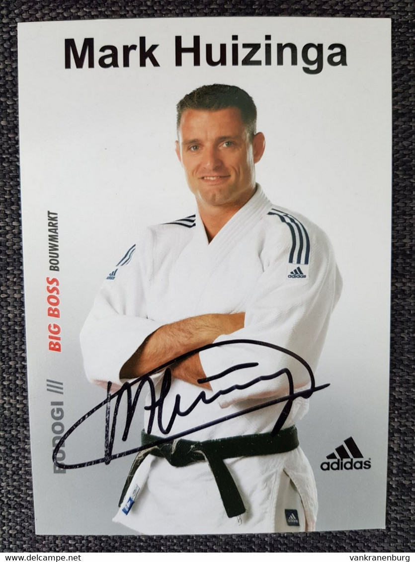 Kaart Mark Huizinga - Judo - Adidas - Bigv Boss Bouwmarkt - Budogi - Netherlands - Original Signed - GOLD Olympics - Artes Marciales