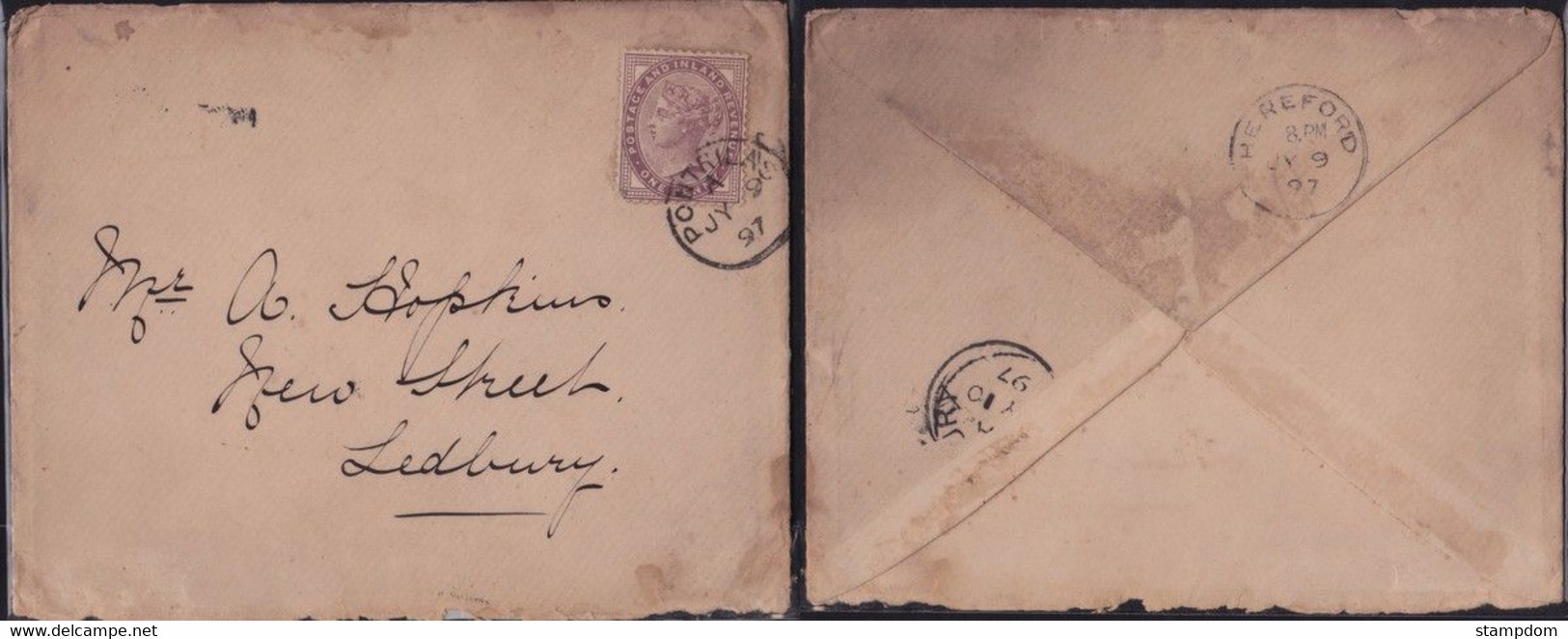 GREAT BRITAIN GB  QV 1897 1d Penny Lilac Sc#89 On COVER @D55636923 - Lettres & Documents