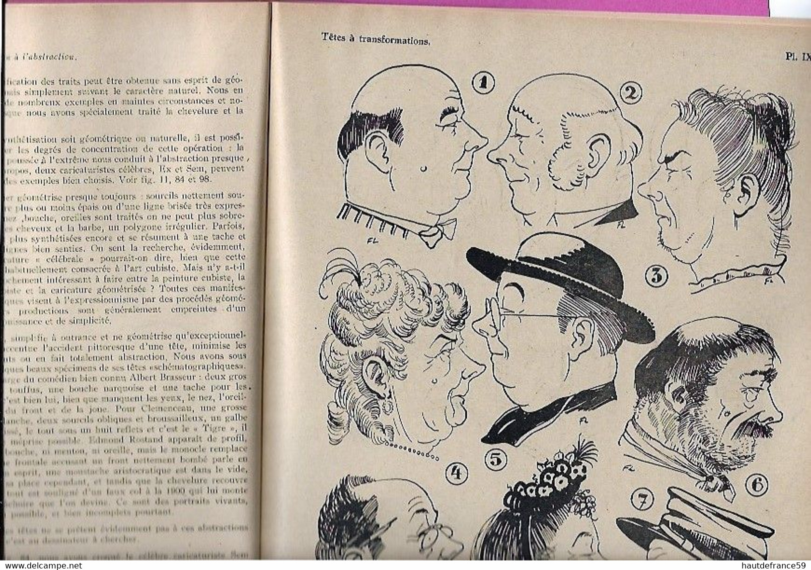 enseignement du dessin COURS STUDIO  1943  PRATIQUE DE LA CARICATURE  cours X - La Louvière Belgique