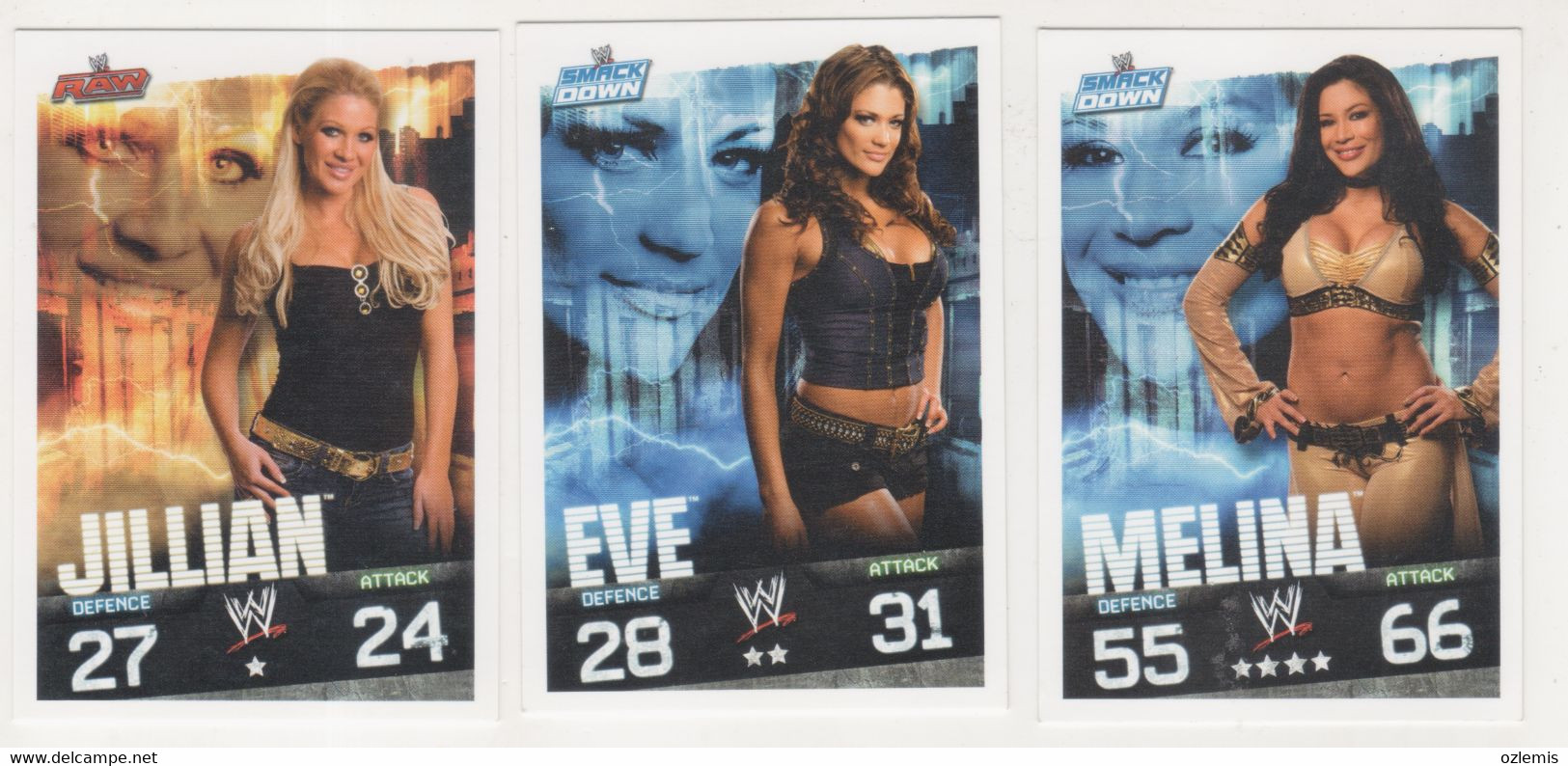 WRESTLING CATCH ,TOPPS SLAM ATTAX EVOLUTION TRADING CARD GAME ,JILLIAN,EVE,MELINA - Tarjetas