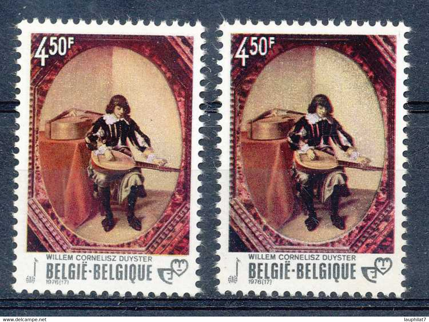 [151526]SUP//**/Mnh-[1827] Belgique 1976, Les 2 Nuances, Philatélie De La Jeunesse, Musique, Art, Tableau 'Le Jeune Musi - Altri & Non Classificati