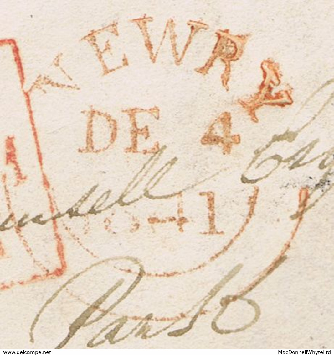 Ireland Down Uniform Penny Post Rate 1841 Letter To Celbridge Prepaid "1" With Red NEWRY DE 4 1841 Cds - Prefilatelia