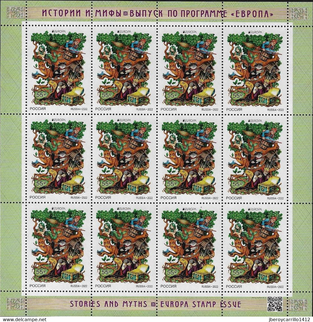 RUSSIA /RUSIA  /RUSSLAND - EUROPA 2022 -"STORIES And MYTHS"- POEM By PUSHKIN.- SHEETLET Of 12 STAMPS MINT - 2022