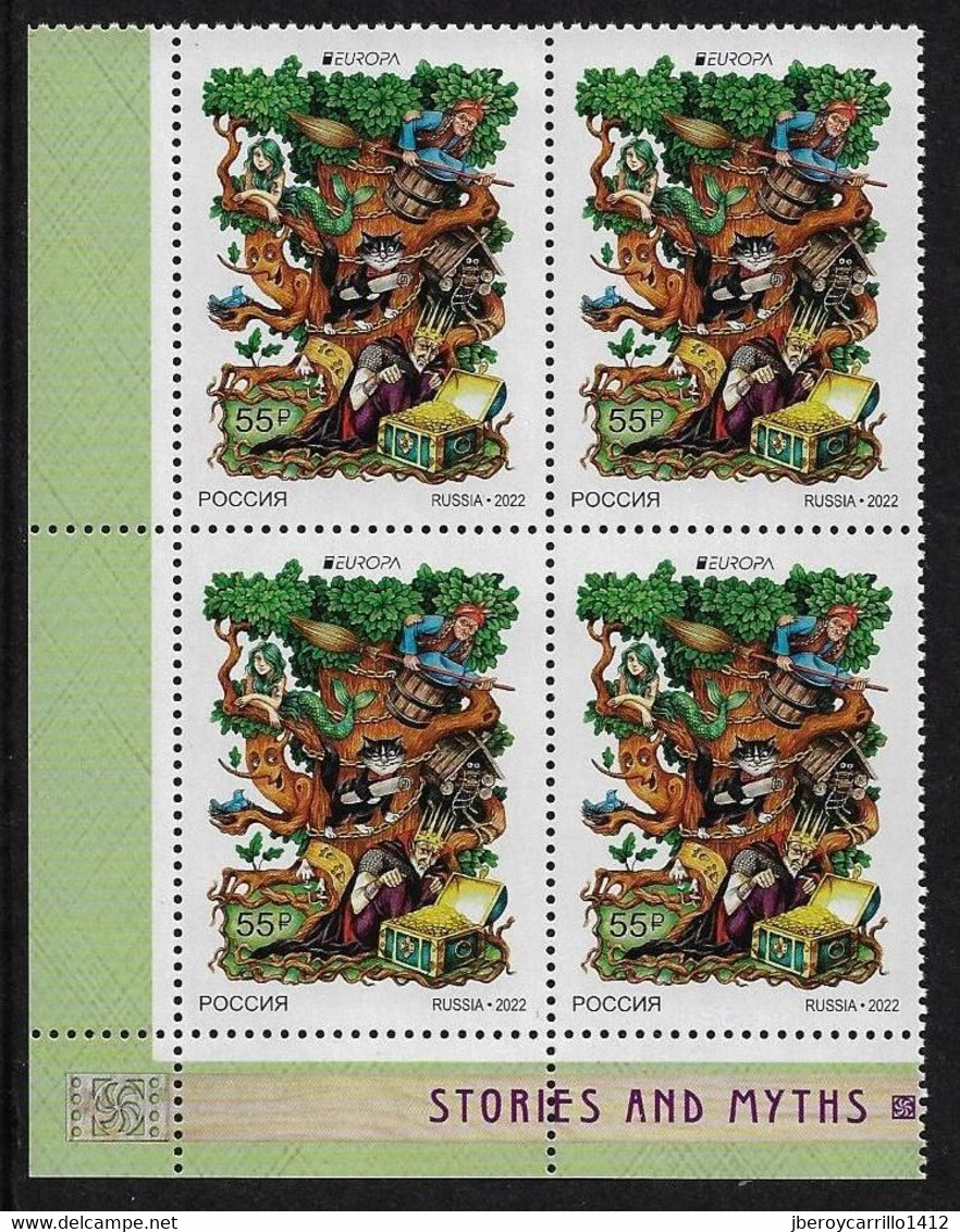 RUSSIA /RUSIA  /RUSSLAND - EUROPA 2022 -"STORIES And MYTHS"- POEM By PUSHKIN.- BLOCK Of 4 STAMPS MINT - CORNER CH - 2022